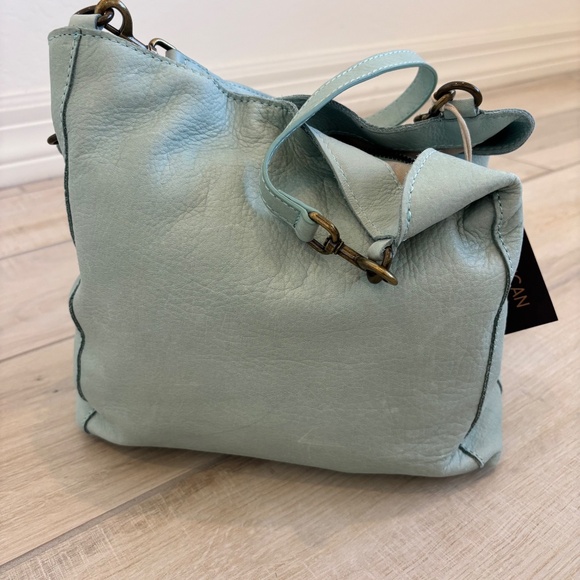 NWT American Leather Co.  genuine leather hobo bag in a light blue/mint color, - Picture 2 of 16